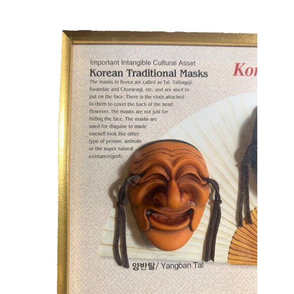 Vtg Korean Traditional/Folk Art Masks Framed Shadowbox Wall Hanging-Handmade Dec - Picture 3 of 6